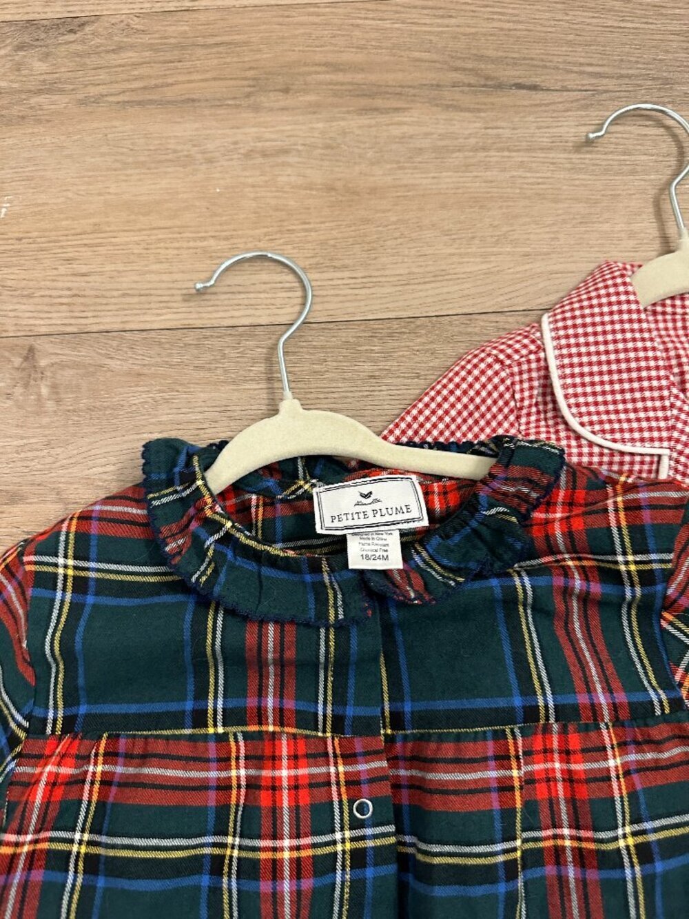PETITE PLUME Gingham and Plaid Holiday Rompers (Bundle) Size 18/24 Months - Picture 4 of 6